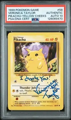 1999 Pokemon Game Pikachu #58 Veronica Taylor Signed Card PSA/DNA 10 Autograph - Image 3
