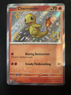Charmander 109/091 SV: Paldean Fates Shiny Rare Holo Pokemon Card English - Image 1