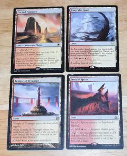 MTG 4x Rare Lands Sacred Foundry, Needle Spires, Temple of Triumph, Furycalm - Image 1