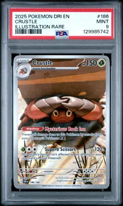 2025 POKEMON DRI ENG DESTINED RIVALS #186 CRUSTLE ILLUSTRATION RARE PSA 9 - Image 1