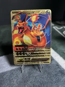 Pokemon Charizard V Gold Foil Holo Textured Fan Art Card Nintendo - Image 1