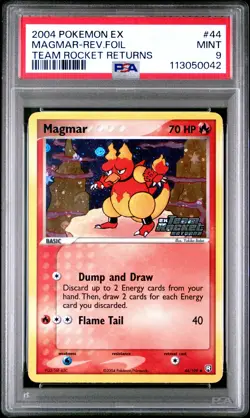 2004 POKEMON EX TEAM ROCKET RETURNS MAGMAR #44 REVERSE PSA 9 MINT #113050042 - Image 1
