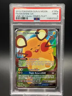 Dedenne GX 2019 Pokemon Sun & Moon PSA 9 Unbroken Bonds Promo #195a/214 - Image 1