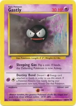Moderately Played, English Pokemon Regular Gastly - 50/102 - Common - Unlimited - Image 1