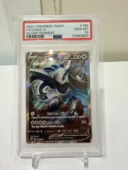 2022 POKEMON SWORD & SHIELD SILVER TEMPEST #186 FULL ART/LUGIA V PSA 10 ALT ART - Image 1