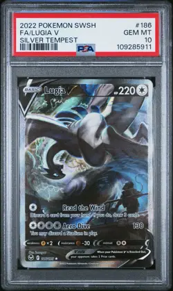 2022 POKEMON SWORD & SHIELD SILVER TEMPEST #186 FULL ART/LUGIA V PSA 10 - Image 1