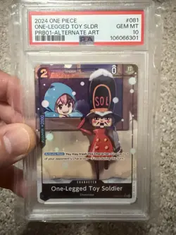One Piece Card Game One-Legged Toy Soldier OP05-081 Alt Art Foil PSA 10 - Image 1