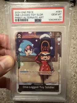 One Piece Card Game One-Legged Toy Soldier OP05-081 Alt Art Foil PSA 10 - Image 3