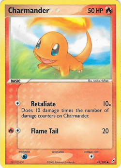 POKEMON CARD - CHARMANDER 48/100 EX CRYSTAL GUARDIANS LP - Image 1