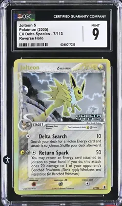 CGC 9 MINT Jolteon EX Delta Species 7/113 Reverse Holo STAMPED Pokemon Card - Image 1