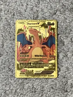 Charizard V HP508 Wild Flames Unique Gold Foil Fan Art Display Card NM! - Image 1