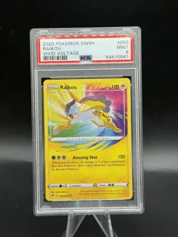 2020 POKEMON SWORD & SHIELD VIVID VOLTAGE #050 RAIKOU PSA 9 - Image 1