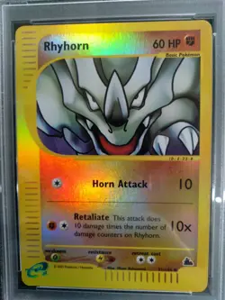 2003 Pokemon Skyridge RHYHORN #91 Rev.Foil MINT Graded PSA 9 - Image 2