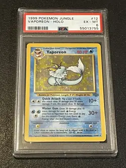 1999 Pokemon Vaporeon Holo #12 PSA 6 - Image 1