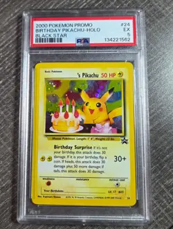 PSA 5 Birthday Pikachu Black start promo 24 Pokemon Card - Image 1