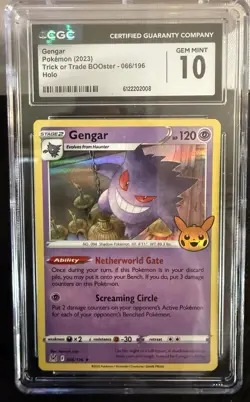 [CGC 10 💎 Mint] Gengar 066/196 Trick Or Trade Stamped Holo 2023 Pokemon EN - Image 1