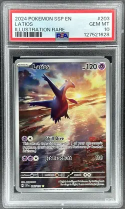 2024 Pokemon SV08: Surging Sparks Latios #203/191 Illustration Rare (PSA 10) - Image 1