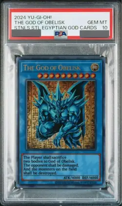 YuGiOh PSA 10 GEM MINT Obelisk the God Warrior Stainless Steel Egyptian God Card - Image 1