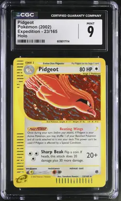 CGC 9 MINT Pidgeot 2002 Expedition 23/165 Holo SWIRL Pokemon Card - Image 1