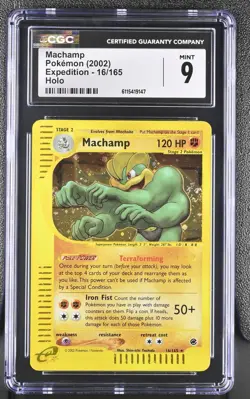 CGC 9 MINT Machamp 2002 Expedition 16/165 Holo SWIRL Pokemon Card - Image 1