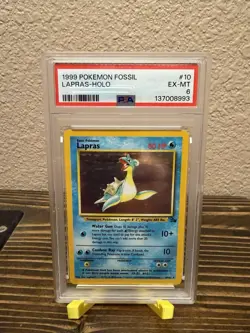 Pokemon TCG Lapras Fossil Holo Unlimited Rare Card 10/62 Vintage - Image 1