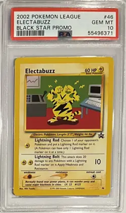 2002 Pokemon League Promo Electabuzz Wizards Black Star #46 PSA 10 - Image 1