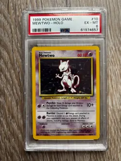 1999 Pokemon Base Set (MEWTWO HOLO) GRADED PSA 6 CARD # 10/102 - Image 1
