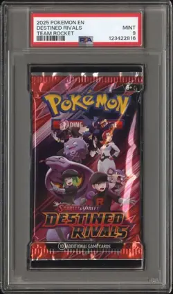 PSA Grade 9 Mint Pokemon Destined Rivals Booster Pack Team Rocket - Image 1