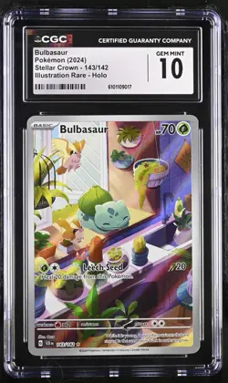 Pokemon Bulbasaur 143/142 Illustration Rare Stellar Crown - CGC 10 - Image 1