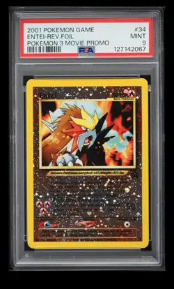 PSA 9 2001 Entei Reverse Holo #34 Pokemon TCG Movie 3 Black Star Promo Mint!!! - Image 1