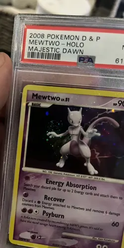 2008 POKEMON DIAMOND & PEARL HOLO BLEED SWIRL MAJESTIC DAWN #9 MEWTWO PSA8 - Image 3