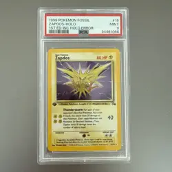 1999 POKEMON FOSSIL 1ST ED #15 ZAPDOS-HOLO PSA 9 - Image 1