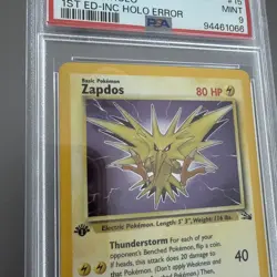 1999 POKEMON FOSSIL 1ST ED #15 ZAPDOS-HOLO PSA 9 - Image 2
