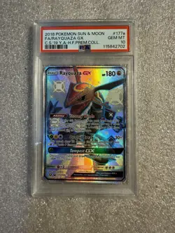 2018 POKEMON SUN & MOON CELESTIAL STORM #177A RAYQUAZA GX PSA 10 - Image 1
