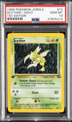 1999 POKEMON JUNGLE 1ST ED #10 SCYTHER-HOLO PSA 10 - Image 1