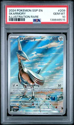 2024 POKEMON SSP EN-SURGING SPARKS ILLUSTRATION RARE #209 SKARMORY PSA 10 - Image 1