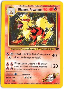 Blaine's Arcanine 1/132 Holo Rare Gym Challenge Pokemon - Image 1