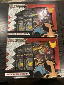2 Pokemon TCG Celebrations Lance's Charizard V Sealed Boxes - Image 1