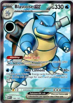 Pokemon TCG Blastoise ex 184/165 Sv: Scarlet & Violet 151 Holo NM (SKU 1-1) - Image 1