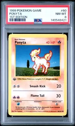 Ponyta #60 - 1999 Pokemon Base Set 1st Edition - PSA 8 - Image 1