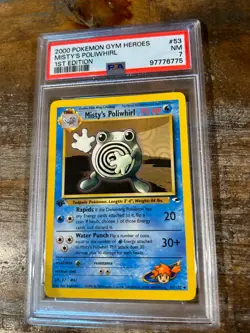 POKEMON 2000 Gym Heroes MISTY'S POLIWHIRL 1st Edition #53 PSA 7 RARE - Image 1