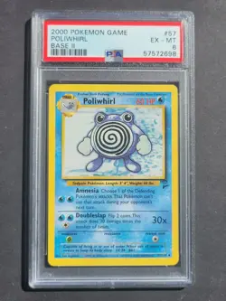 Pokemon PSA 6 POLIWHIRL 57/130 - BASE SET 2 - UNCOMMON NON HOLO - EX/MINT - Image 1