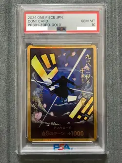 PSA 10 DON!! Card Zoro Gold Frame ONE PIECE Card PRB01-ZORO-GOLD Japanese - Image 1