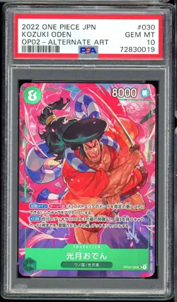 2022 Japanese One Piece Paramount War Kozuki Oden OP02-030 SR Alt Art PSA 10 - Image 1
