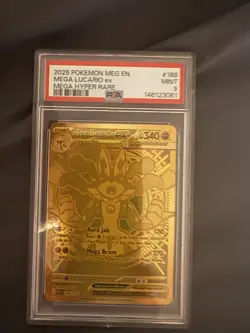 Pokemon Meg Evolution Mega Hyper Rare Card #188 Mega Lucario EX, PSA 9 - Image 1