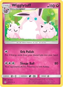 Wigglytuff 135/214 Rare SM - Unbroken Bonds Pokemon Card - Image 1