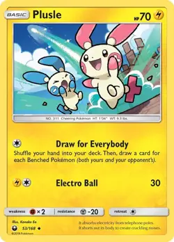 Plusle 53/168 Uncommon SM - Celestial Storm Pokemon Card - Image 1