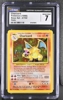 CGC 7 Charizard 1999 Base Set 4/102 Holo Pokemon Card - Image 1