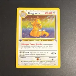 Pokemon TCG Dragonite 1st Edition Fossil Holo Rare 4/62 100 HP 1999 English - Image 1