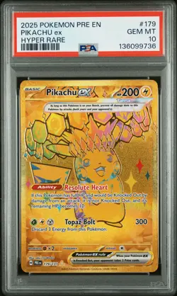 2025 POKEMON PRE EN-PRISMATIC EVOLUTIONS HYPER RARE #179 PIKACHU EX PSA 10 - Image 1